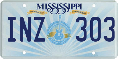 MS license plate INZ303