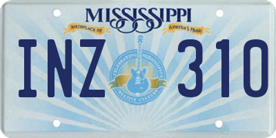 MS license plate INZ310