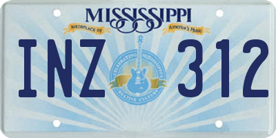 MS license plate INZ312