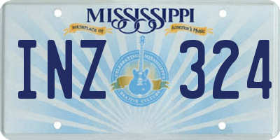 MS license plate INZ324