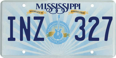 MS license plate INZ327