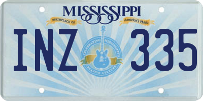 MS license plate INZ335