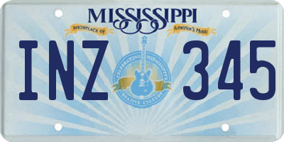 MS license plate INZ345