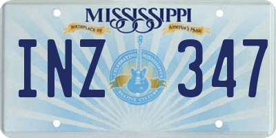 MS license plate INZ347