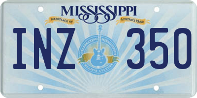MS license plate INZ350
