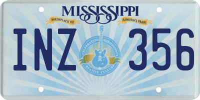 MS license plate INZ356