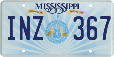 MS license plate INZ367