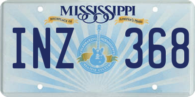 MS license plate INZ368