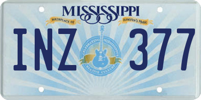 MS license plate INZ377