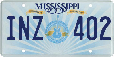 MS license plate INZ402