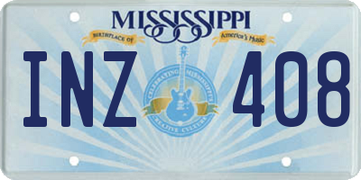 MS license plate INZ408