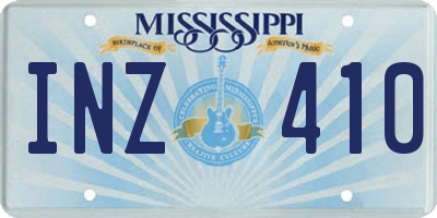 MS license plate INZ410