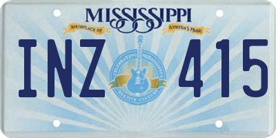 MS license plate INZ415