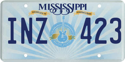 MS license plate INZ423