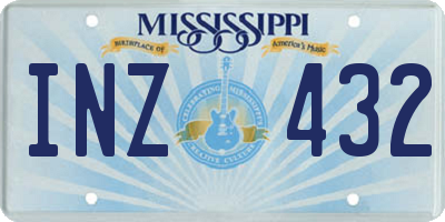 MS license plate INZ432