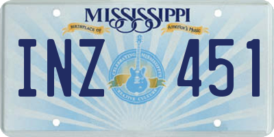 MS license plate INZ451