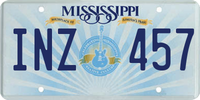 MS license plate INZ457