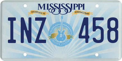 MS license plate INZ458