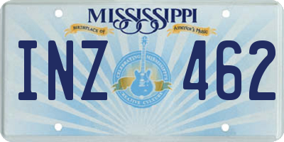 MS license plate INZ462