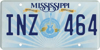 MS license plate INZ464