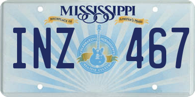 MS license plate INZ467