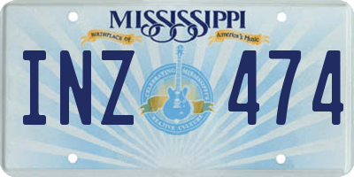 MS license plate INZ474