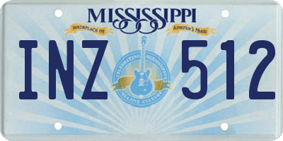 MS license plate INZ512