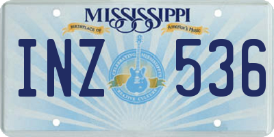 MS license plate INZ536