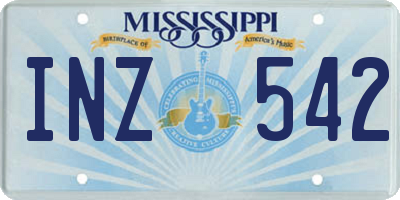 MS license plate INZ542