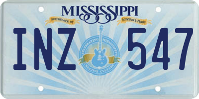 MS license plate INZ547