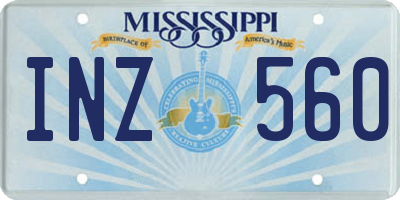 MS license plate INZ560