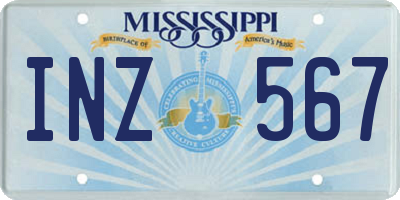 MS license plate INZ567