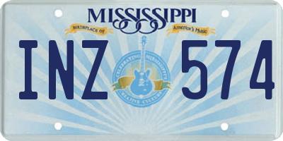 MS license plate INZ574