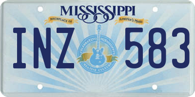 MS license plate INZ583
