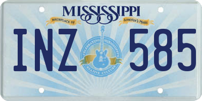 MS license plate INZ585