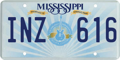 MS license plate INZ616