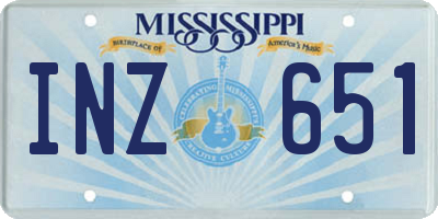 MS license plate INZ651