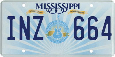 MS license plate INZ664