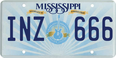MS license plate INZ666