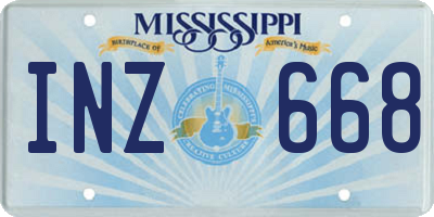 MS license plate INZ668