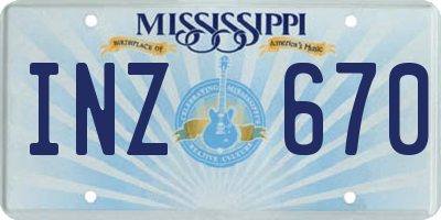MS license plate INZ670