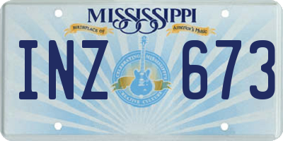 MS license plate INZ673