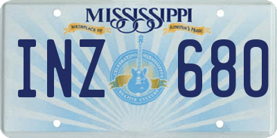 MS license plate INZ680