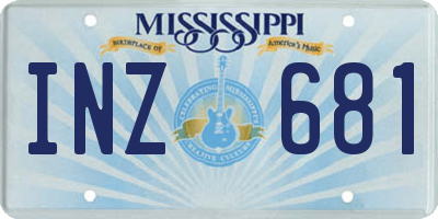 MS license plate INZ681
