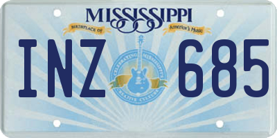 MS license plate INZ685