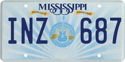 MS license plate INZ687