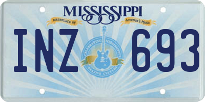 MS license plate INZ693