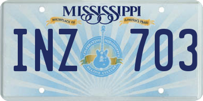 MS license plate INZ703