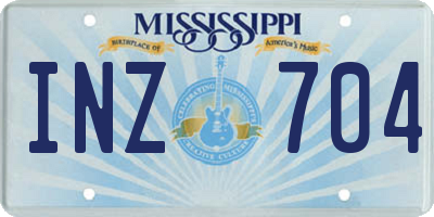MS license plate INZ704