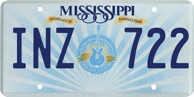 MS license plate INZ722
